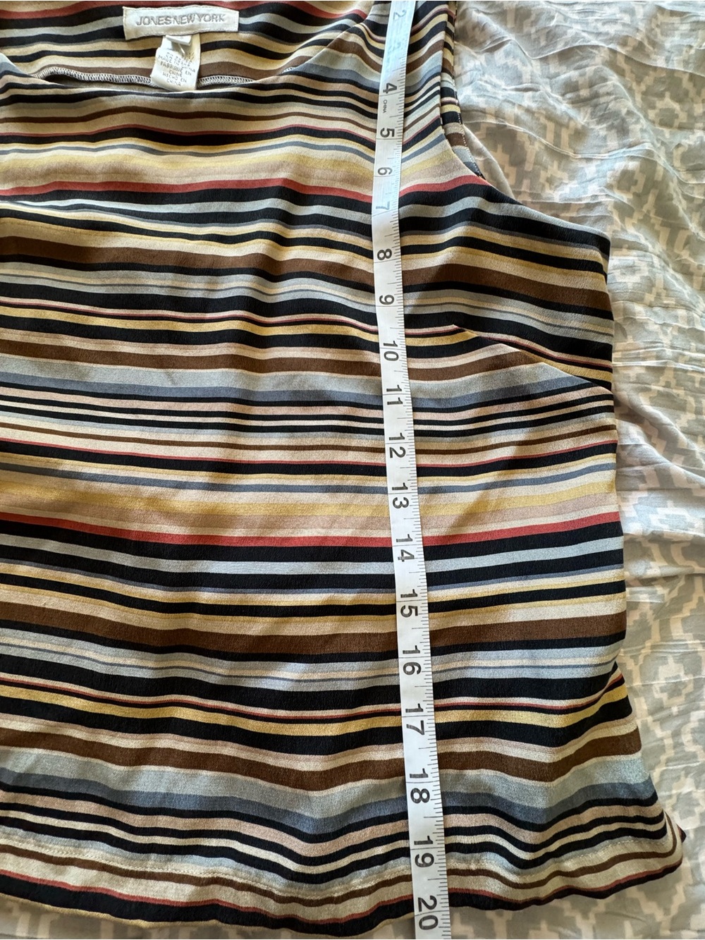 Vintage Jones New York Multi-Color Horizontal Stripe 100% Silk Shell Blouse Sz12 - Picture 7 of 10